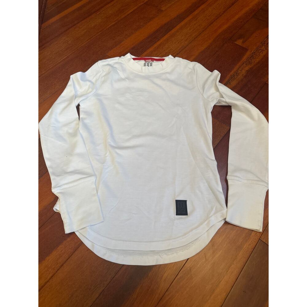 Topo Designs Tech Knit Tee Long Sleeve White Size XS NWOT